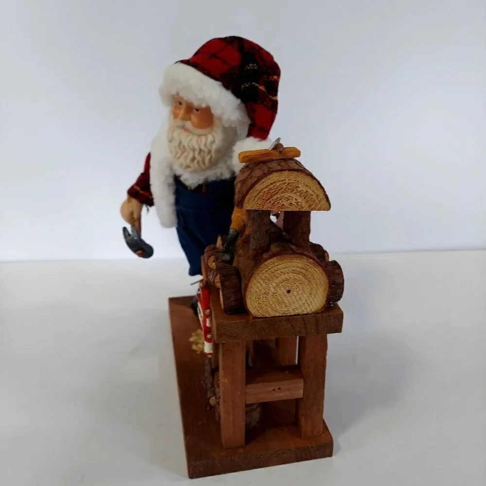 Santa Dan Dee Porcelain & Soft Body Doll with Wood Train and Workshop